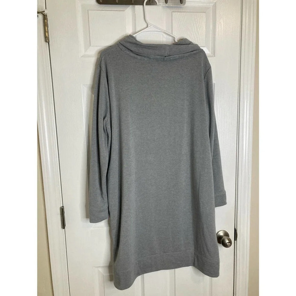 NWT Caslon cowl neck side button long sleeve sweater dress gray sz large - Picture 6 of 9